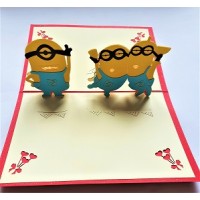 Handmade 3d Pop Up Birthday Card Minions Greeting,valentines,wedding Anniversary,father's Day,mother's Day,party,housewarming,thank You Gift